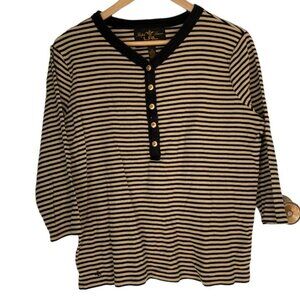 RALPH Lauren Black Label Striped Top Snap Front Womens Size 1X